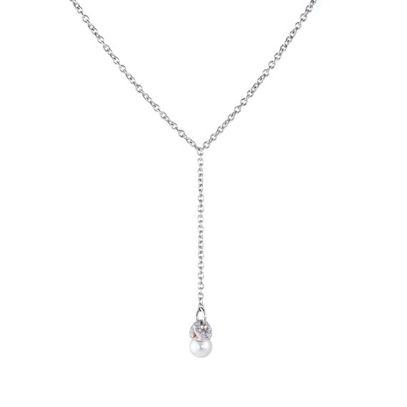 Mikimoto Cultured Pearl Diamond Drop Necklace Est… - image 1