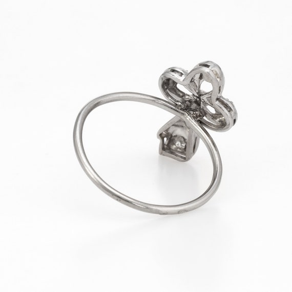 Antique Clover Conversion Ring Art Deco Diamond 1… - image 5