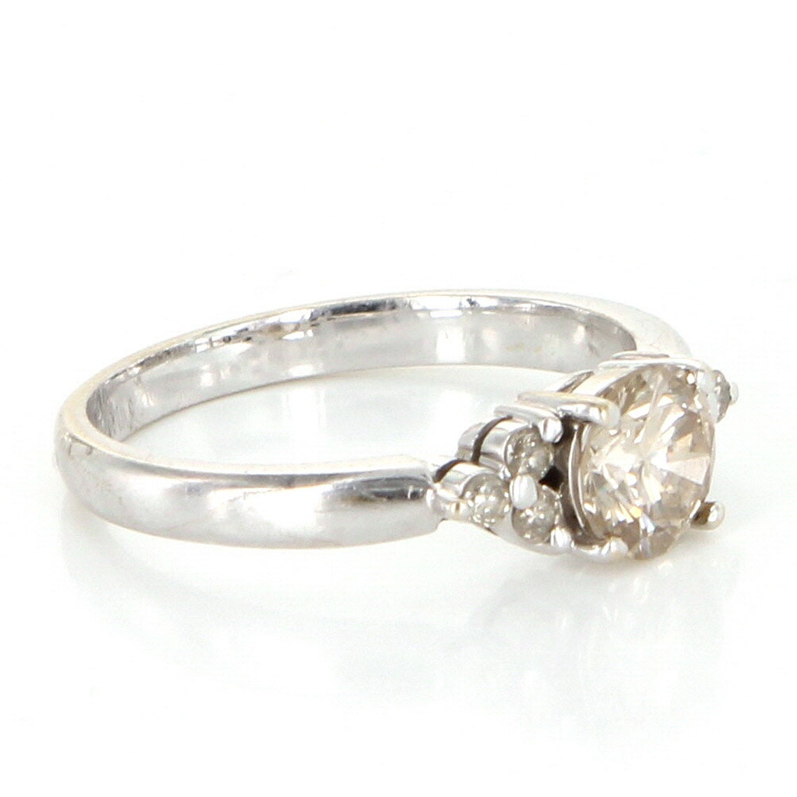 Vintage 14 Karat White Gold Diamond Engagement Right Hand Ring Etsy