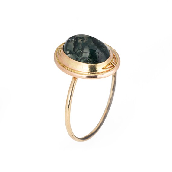 Antique Victorian Moss Agate Conversion Ring 14k … - image 2