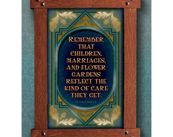 Arts and Crafts Framed Print. Garden subject. Great for Arts and Crafts, Mission style and Craftsman homes.