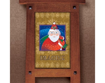 Arts and Crafts Framed Print. Christmas and Santa subject. Great for Arts and Crafts, Mission style and Craftsman homes.