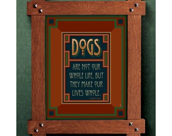 Arts and Crafts Framed Print. Dog / pet subject. Great for Arts and Crafts, Mission style and Craftsman homes.