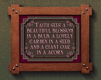 Arts and Crafts Framed Print. Faith and garden subject. Great for Arts and Crafts, Mission style and Craftsman homes.