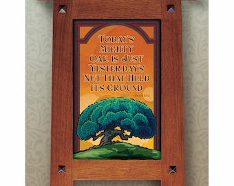 Arts and Crafts Framed Print. Oak Tree, Acorn and Potential subject. Great for Arts and Crafts, Mission style and Craftsman homes.