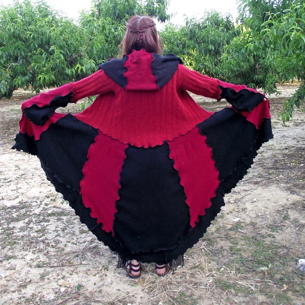 Recycled sweater steampunk coat Goth coat Hoodie Victorian upcycled coat Gothic sweater