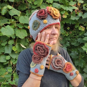 Headband Crochet Wool Ear Warmer Head Band Collar Scarf Neck Warmer Boho Hippie Gypsy OOAK Woodland Fantasy Pixie Fairy Elf Nymph Dryad