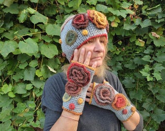 Headband Crochet Wool Ear Warmer Head Band Collar Scarf Neck Warmer Boho Hippie Gypsy OOAK Woodland Fantasy Pixie Fairy Elf Nymph Dryad