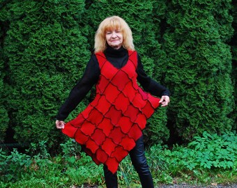 Recycled Sweater Tunic Gypsy Hippie Boho Pagan Fairy Pixie Elvish Nymph Dryad Woodland Fantasy OOAK Patchwork Top Asymmetrical Tunic Sweater