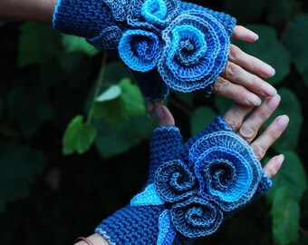 Arm Warmers Crochet Wool Mittens Fingerless Gloves Armwarmers Cuffs Boho Hippie Gypsy OOAK Hand Warmers Woodland Fantasy Pixie Fairy Elf