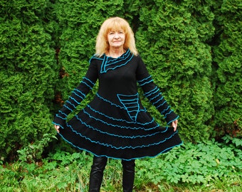 Recycled Sweater Dress Fairy Pixie Elvish Upcycled Gypsy Hippie Boho Nymph Dryad Woodland Festival Clothing OOAK Patchwork Asymmetric Tunic