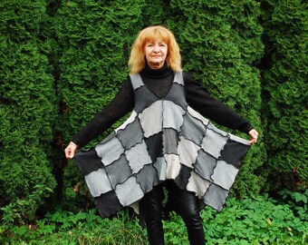 Recycled Sweater Tunic Gypsy Hippie Boho Pagan Fairy Pixie Elvish Nymph Dryad Woodland Fantasy OOAK Patchwork Top Tunic Sweater Dress