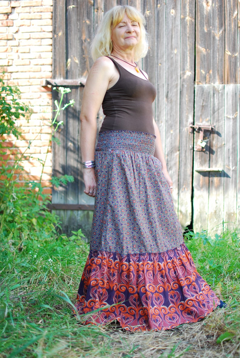 Recycled Boho Ruffle Skirt Hippie Gypsy Upcycled Patchwork | Etsy