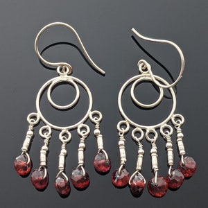 Sterling Silver and Garnet Earrings