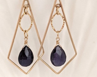 Gold-Filled and Iolite Earrings