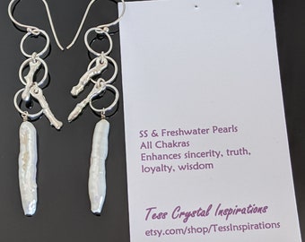 Sterling Silver and Long Stick Freshwater Pearls