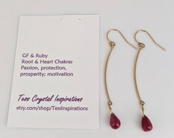 Gold-Filled and Ruby Earrings