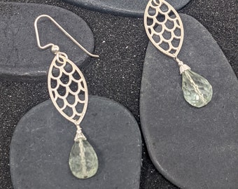 Sterling Silver and Green Amethyst (Prasiolite) Earrings