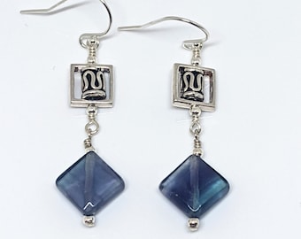 Sterling Silver and Rainbow Fluorite Earrings