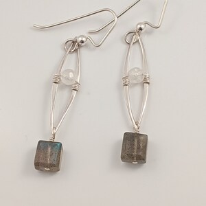 Sterling Silver and Labradorite Moonstone Earrings