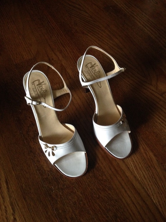 60s White Leather Sandals