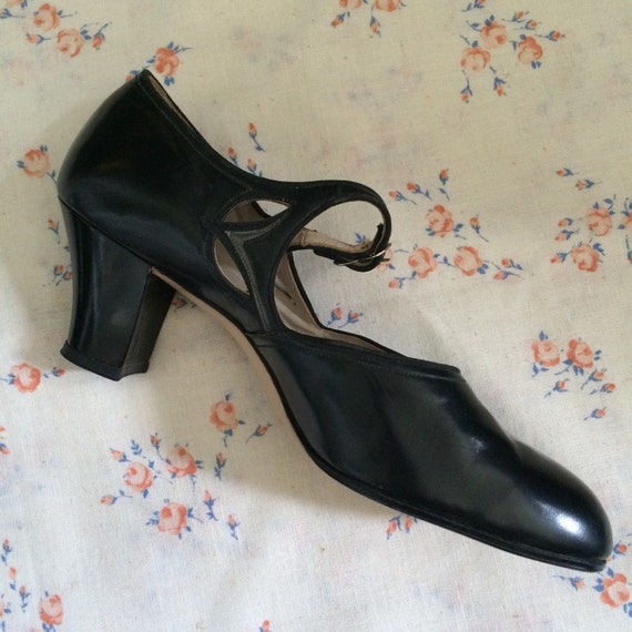 Black Leather Mary Janes Edwardian Depression
