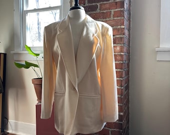 Chaqueta de lana Pendleton de botonadura sencilla, color crema, talla XL, estilo vintage, color blanco, fabricada en EE. UU.