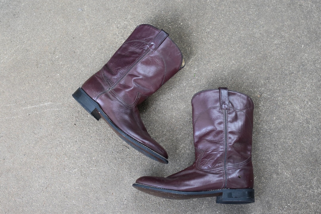 VTG MENS ACME Circle A WESTERN [Justin-Similar] ROPER BURGUNDY BOOTS SIZE 9.5 M VTG MENS ACME Circle A WESTERN [Justin-Similar] ROPER  main image 4