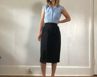 Falda tubo de acetato de los años 50, falda midi con cremallera lateral de metal, conjunto elegante, ropa deportiva