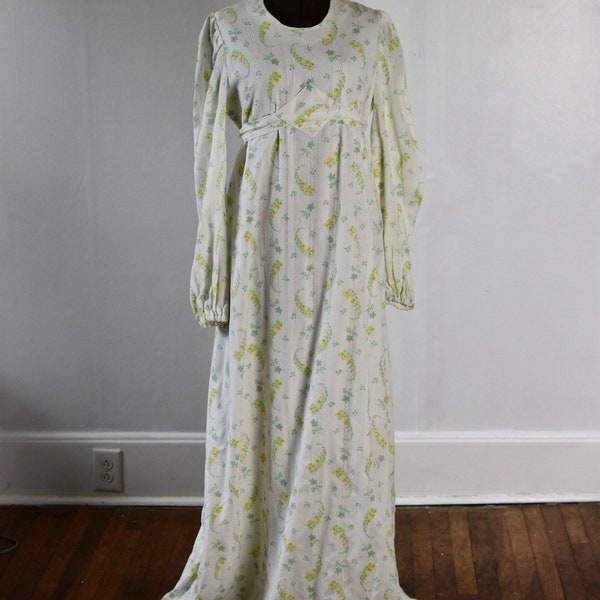 S M Vintage 70s handmade Empire Waist Peasant Dress