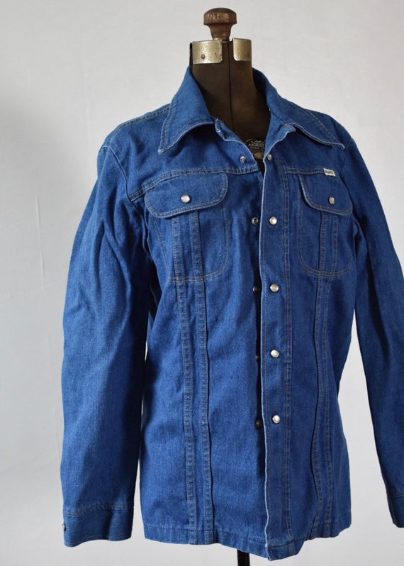 Sz M L Sedgefield Denim Pearlsnap Western Shirt w… - image 2