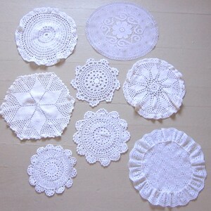 8 white cream doilies lot sale