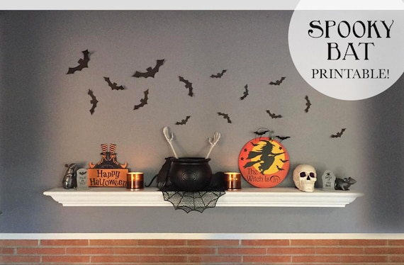 Printable Bat Halloween Decoration, Bats Halloween Decor, Instant Download, Black Bat Cutout, Do It Yourself, Teacher Art, Home Holidays DIY