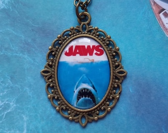 Jaws Inspired Cameo Necklace / Shark / Cult Classic / 70s- Silver Option Available