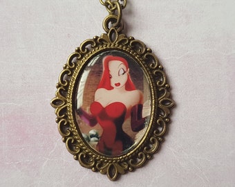 Jessica Rabbit Inspired Cameo Necklace / Who framed Roger Rabbit / Toon / 80s- Silver Option Available