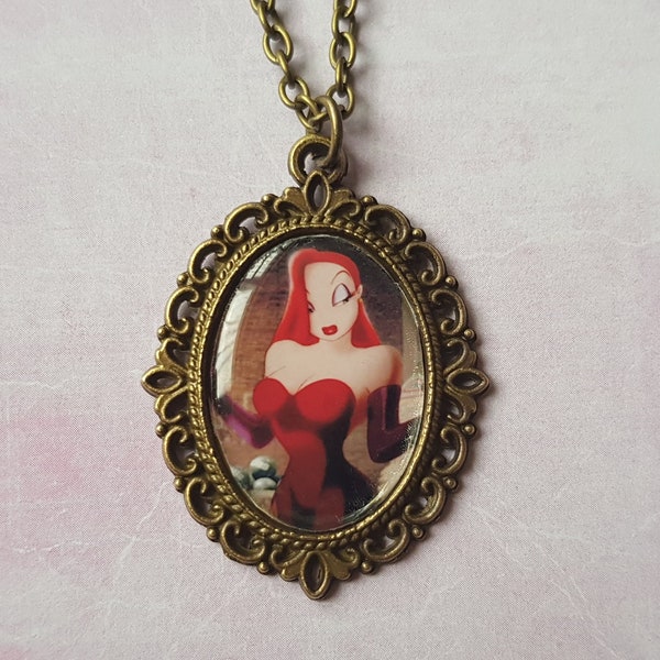 Jessica Rabbit Inspired Cameo Necklace / Who framed Roger Rabbit / Toon / 80s- Silver Option Available