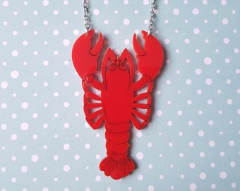 Large Lobster Acrylic Necklace -- You're My Lobster / Romance / Friends / Sealife