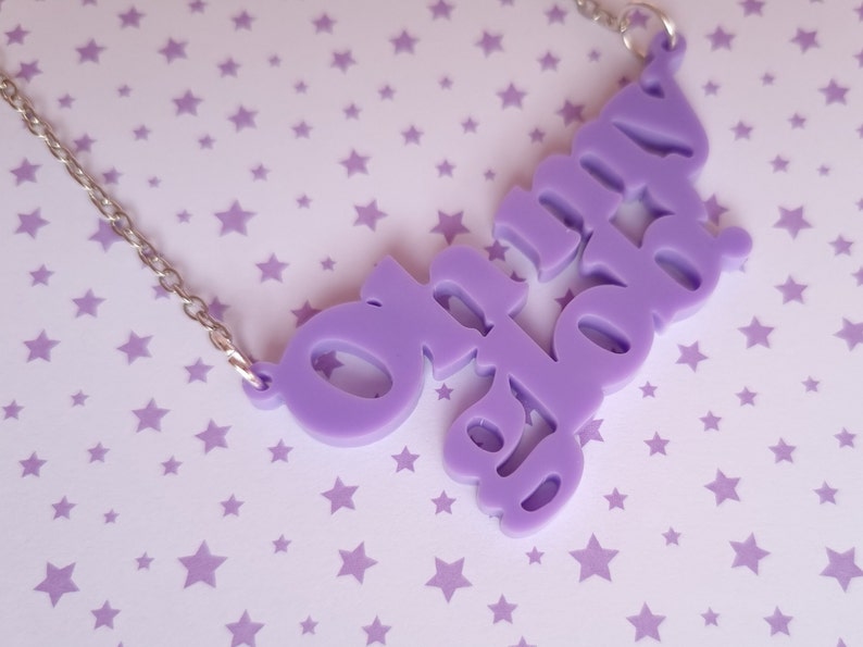 Lilac Oh My Glob Acrylic Necklace / Adventure Time / Lumpy Space Princess image 3