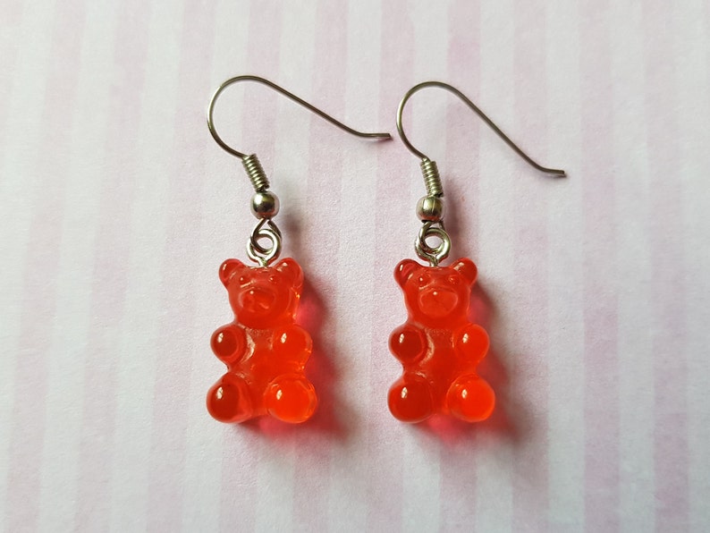 Gummy Bear Colourful Matching Necklace Earring Sets Kitsch Miniature Food Candy Sweets