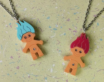 Troll Acrylic Necklace / 90s / Toy / Kitsch /