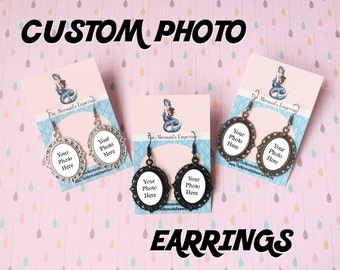 Custom Photo Cameo Earrings / Personalized Pendant / Wedding / Family / Personalised / Gift / Bridesmaid