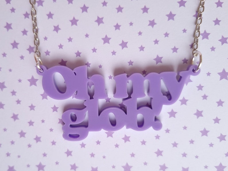 Lilac Oh My Glob Acrylic Necklace / Adventure Time / Lumpy Space Princess image 1