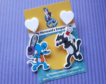 Itchy & Scratchy Stud Earrings - Variations Available