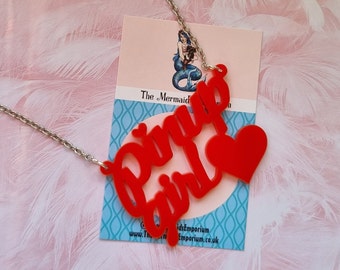 Pin Up Girl Acrylic Necklace