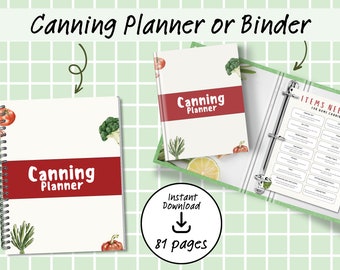 Diario del planificador de conservas, Planificador de conservación de alimentos, Libro de registro, Carpeta de conservación de Homestead, 81 páginas 8.5x11 Descarga instantánea PDF imprimible
