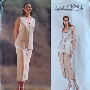 Calvin Klein Vogue American Designer Pattern #1163, Factory folded and Uncut, Size 6-8-10, Bust 30.5-32.5, Waist 23-25, Hip 32.5-34.5