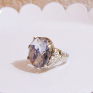 Large Round Clear Faceted Acrylic Jeweled ring in size 6