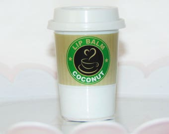 Coconut, Vanilla, & Strawberry Scented Coffee Shaped Lip Balm...Yummy!