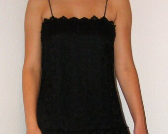 1980s Black Lace & Sequin Dress in size 4