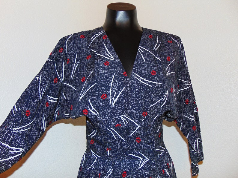 Vintage 1980s Polka Dot Button Wrap Dress by Blondie /& Me in sz 78
